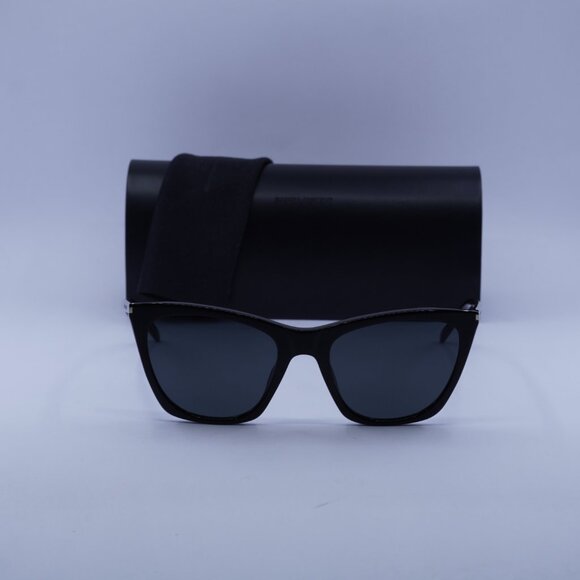 Saint Laurent SL 214 KATE THIN 001 Cat Eye Sunglasses - Black/Grey main image 4